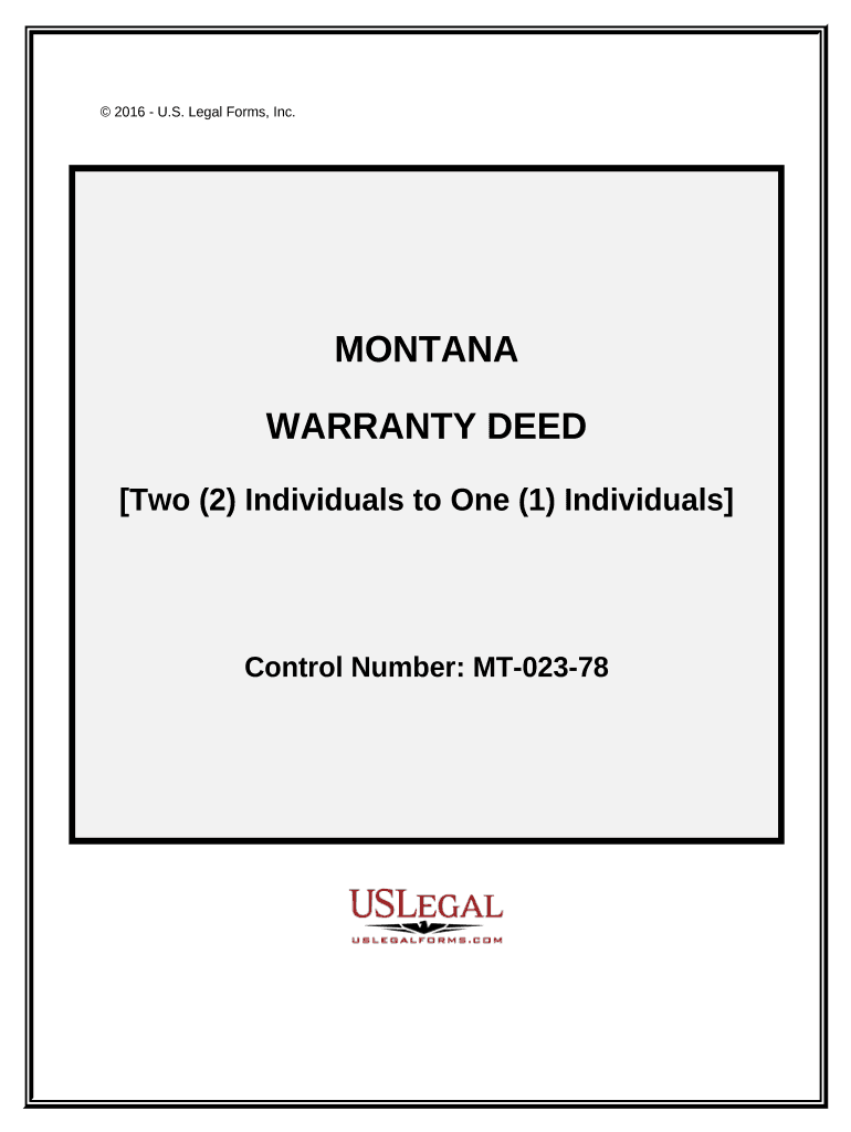 Warranty Deed from Two Individuals to One Individual - Montana Preview on Page 1.