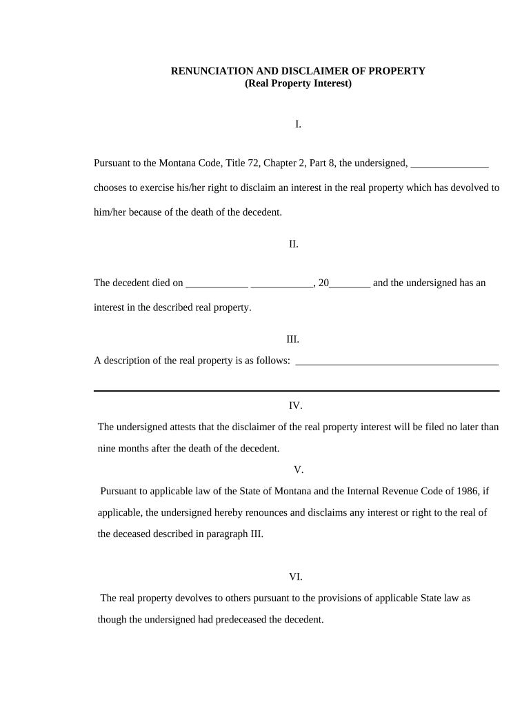 disclaimer of interest in real property form Preview on Page 1