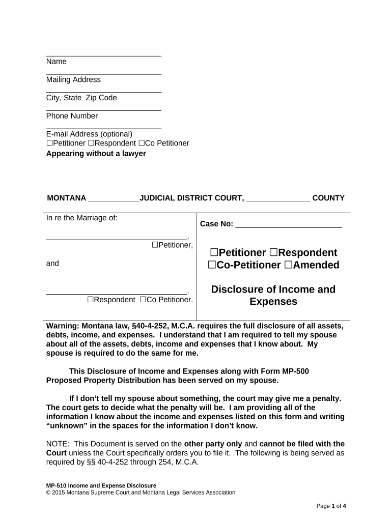 montana disclosure form Preview on Page 1