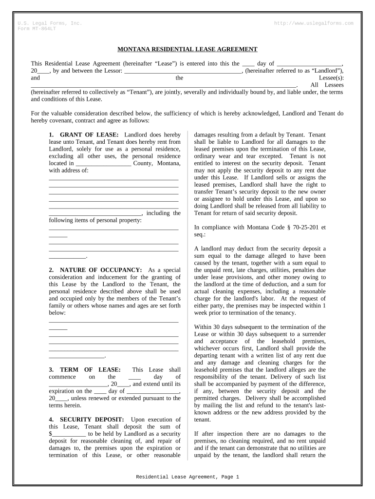 montana lease agreement Preview on Page 1