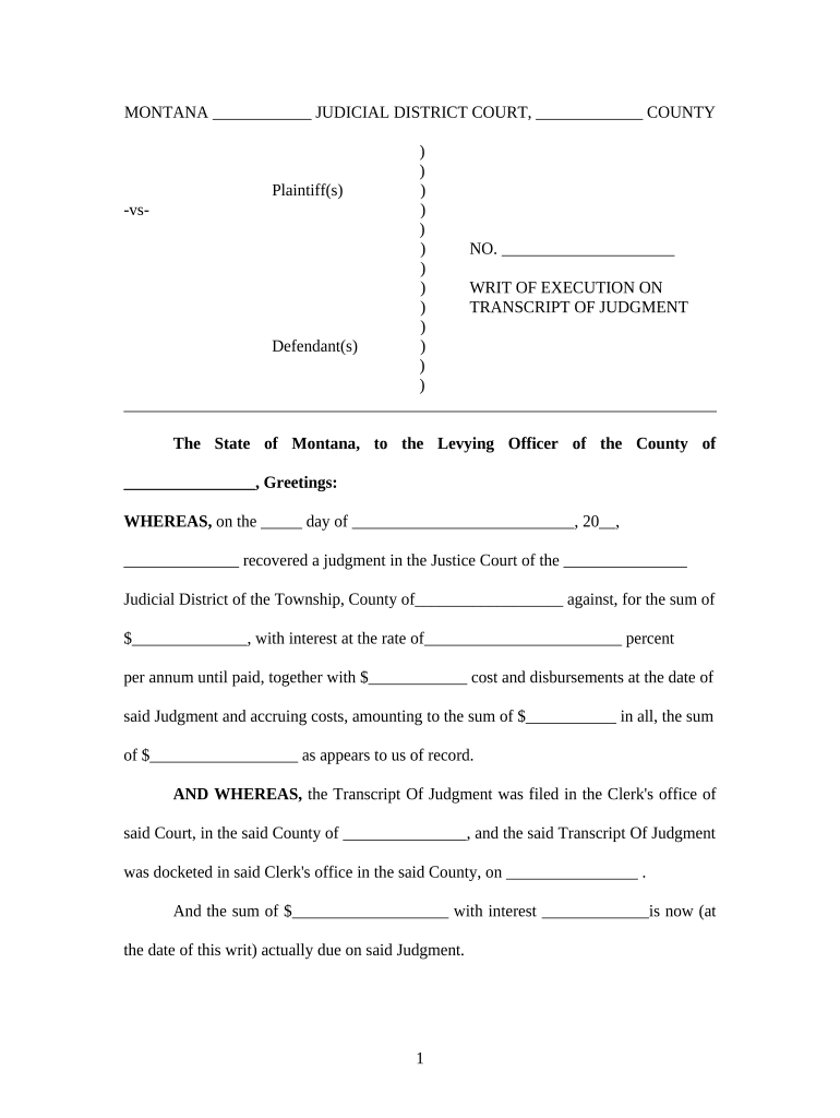 montana writ document Preview on Page 1