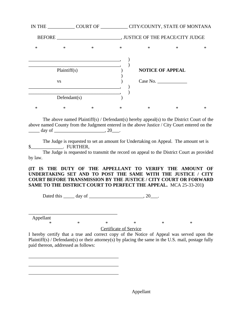 Notice of Appeal - Montana Preview on Page 1