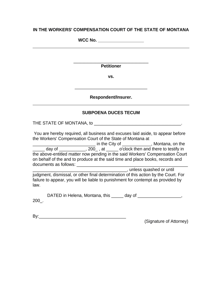 montana subpoena form Preview on Page 1