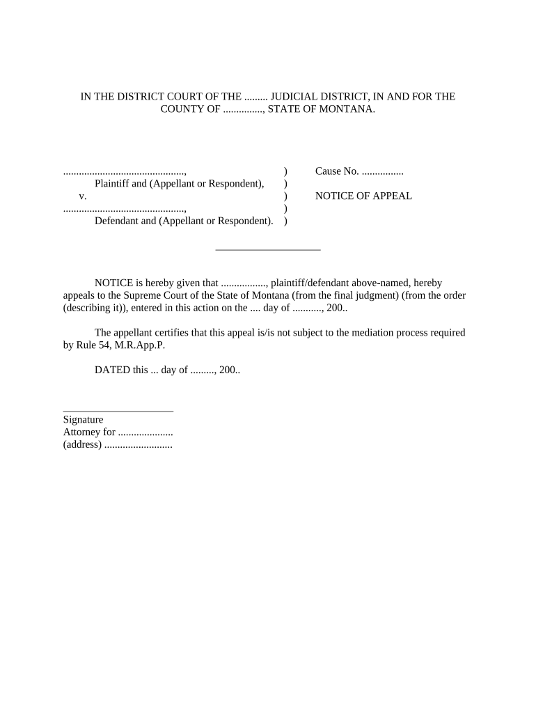 montana court form Preview on Page 1