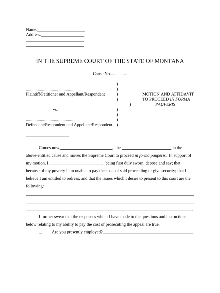 affidavit pauperis Preview on Page 1