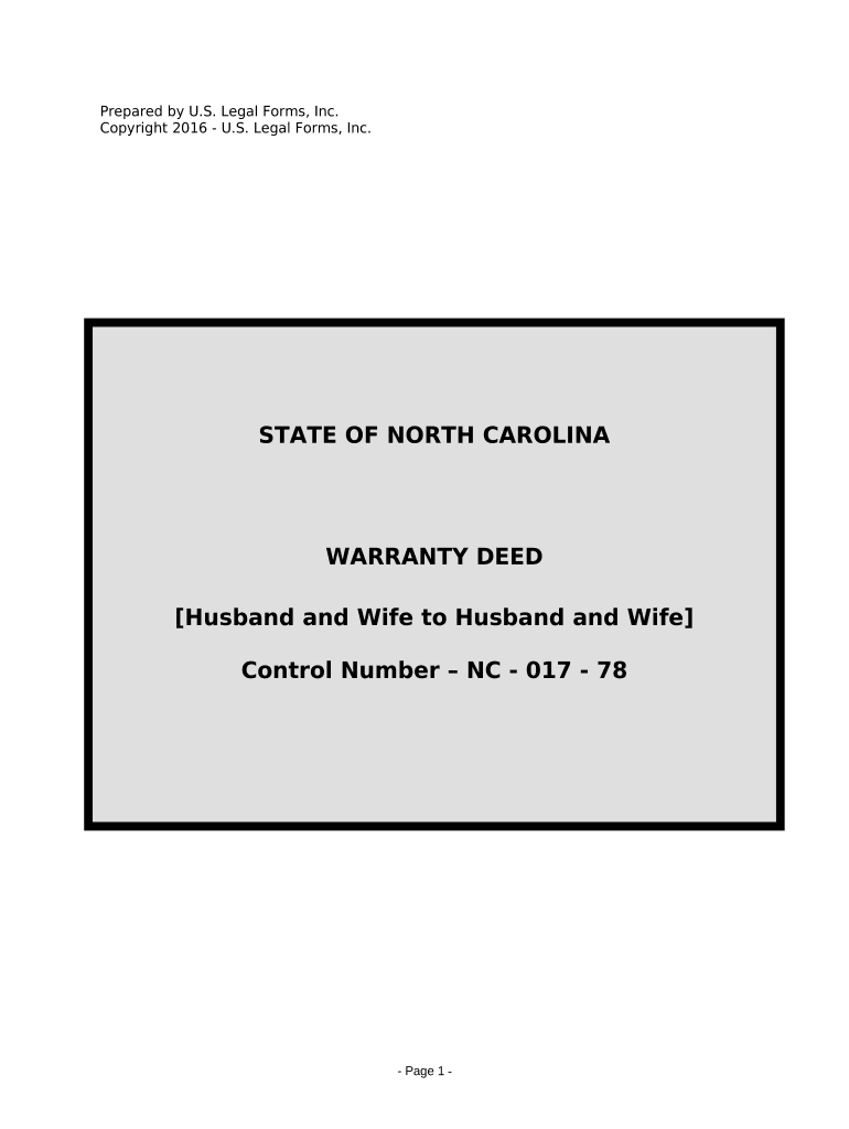 General Warranty Deed from Husband and Wife to Husband and Wife - North Carolina Preview on Page 1