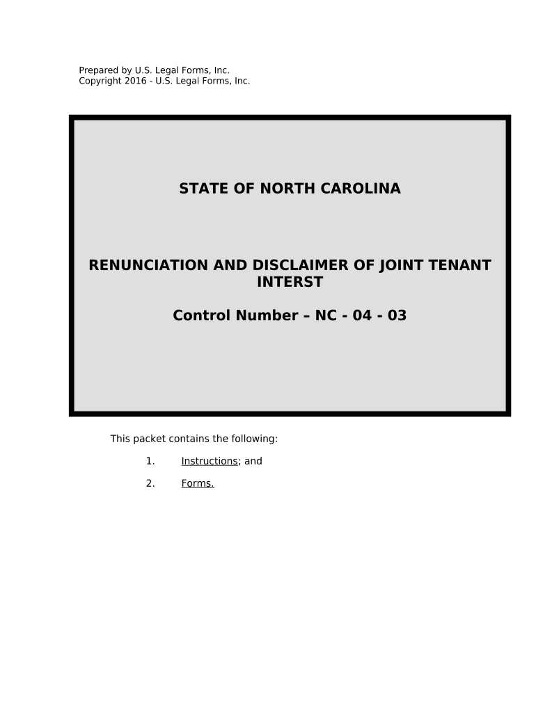 renunciation of inheritance form nc Preview on Page 1