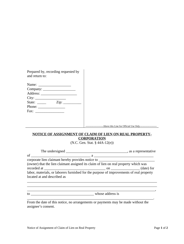 north carolina notice contract Preview on Page 1