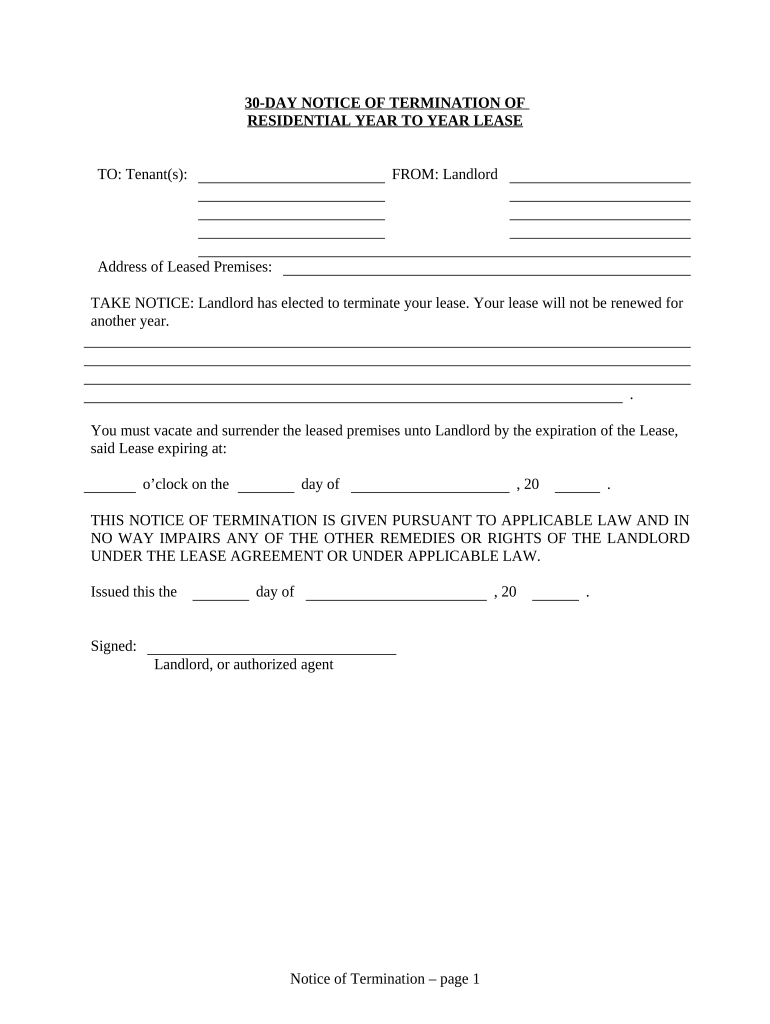 30 day notice to vacate Preview on Page 1