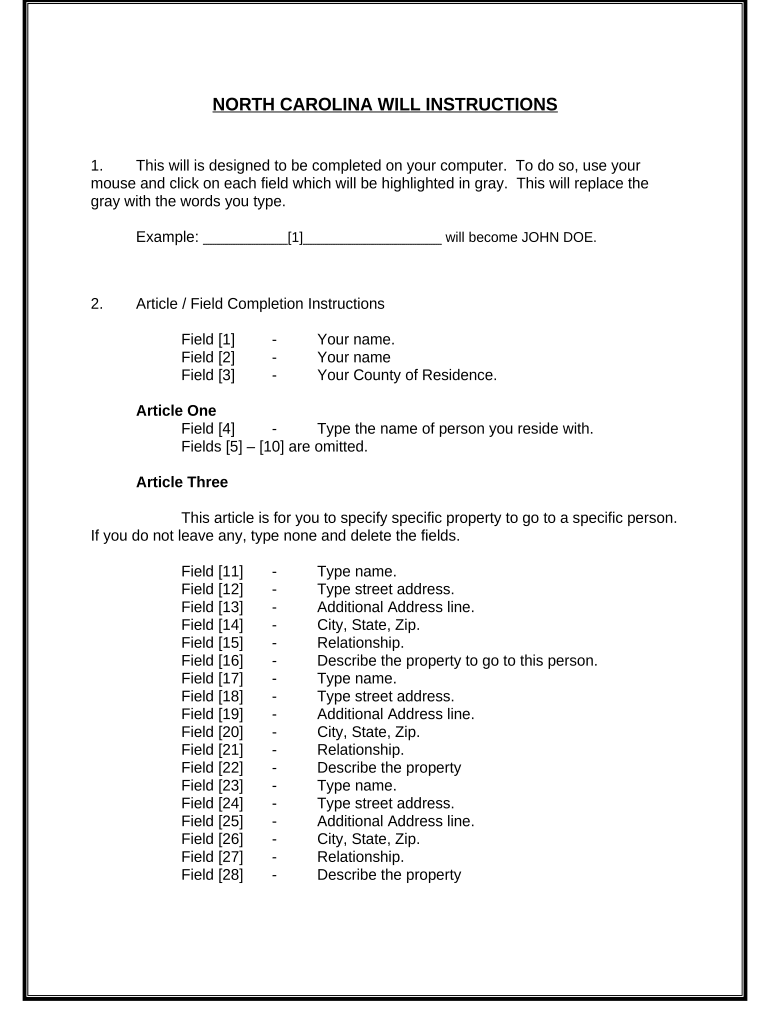 Mutual Wills containing Last Will and Testaments for Man and Woman living together not Married with No Children - North Carolina Preview on Page 1