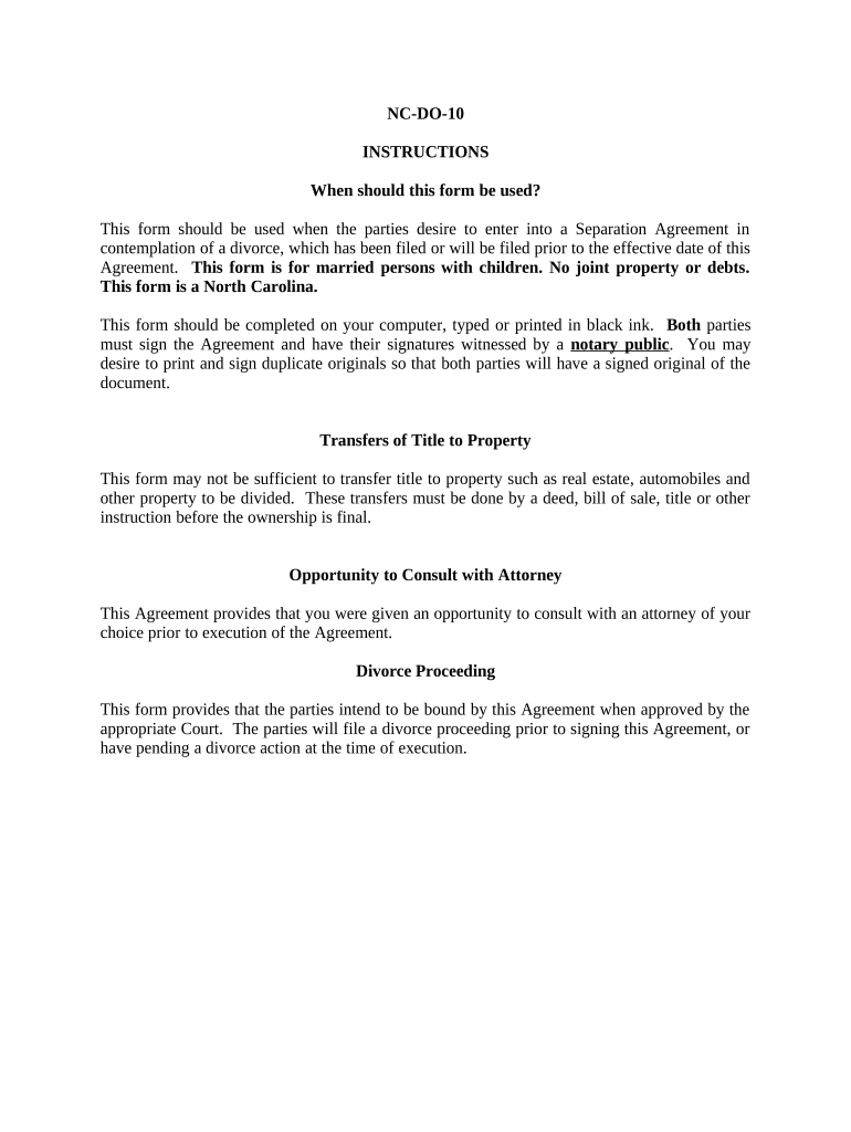 spouse won't sign separation agreement nc Preview on Page 1
