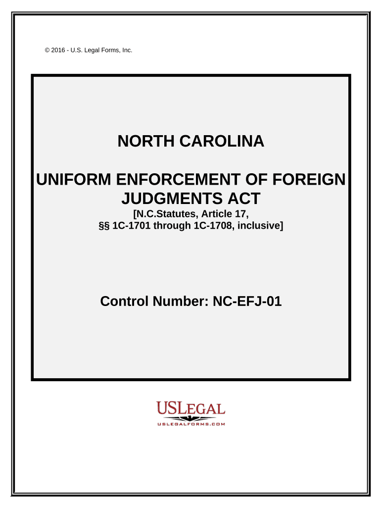 North Carolina Foreign Judgment Enrollment - North Carolina Preview on Page 1.