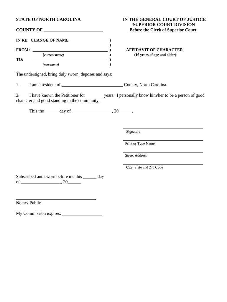 affidavit-character-nc-doc-template-pdffiller