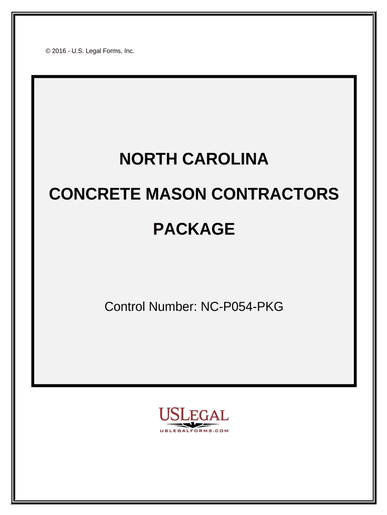 Concrete Mason Contractor Package - North Carolina Preview on Page 1