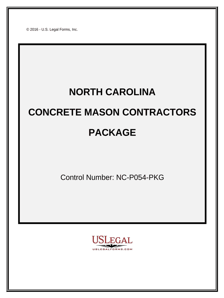 Concrete Mason Contractor Package - North Carolina Preview on Page 1.