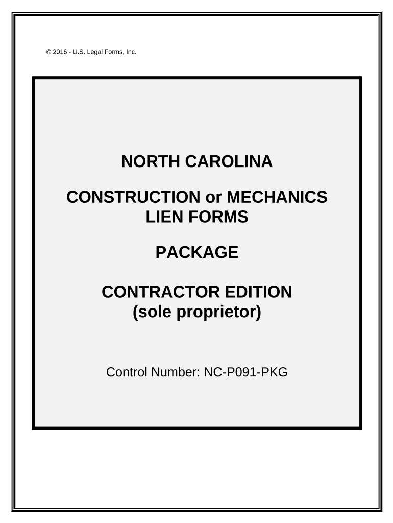 North Carolina Construction or Mechanics Lien Package Individual
