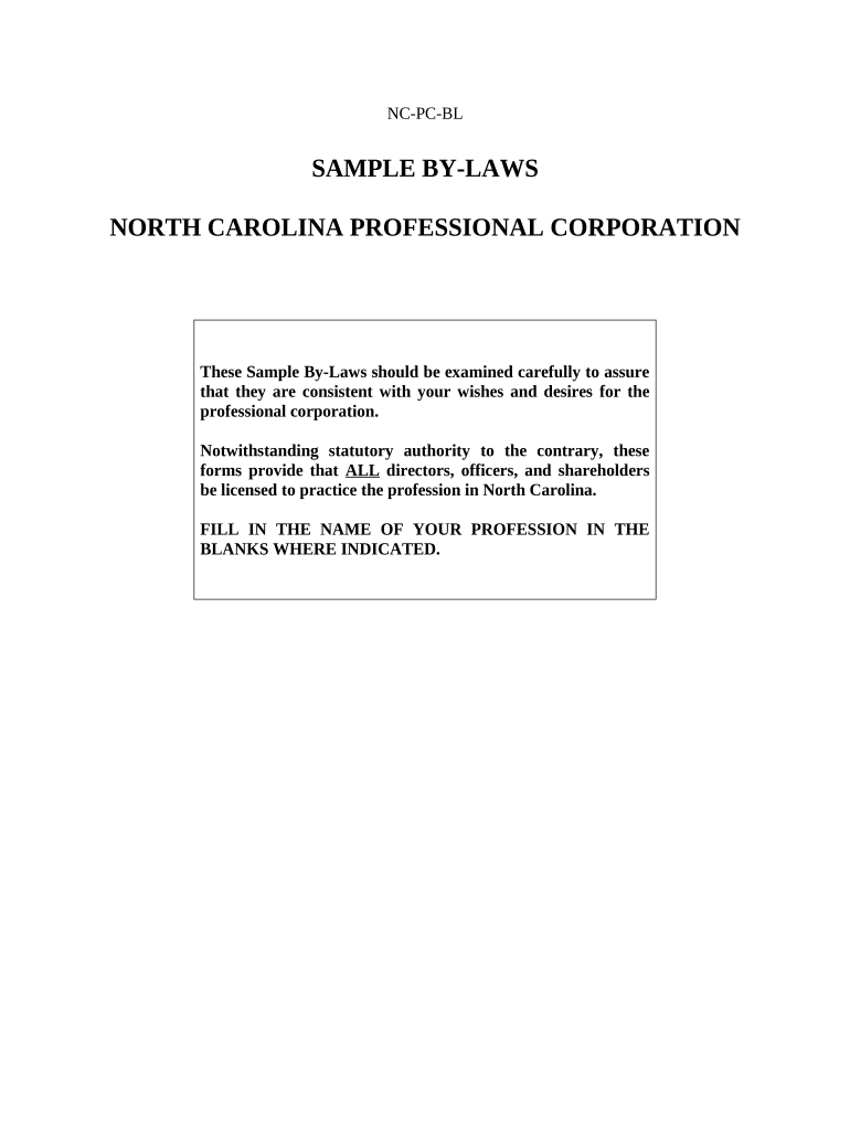 north carolina bylaws corporation Preview on Page 1