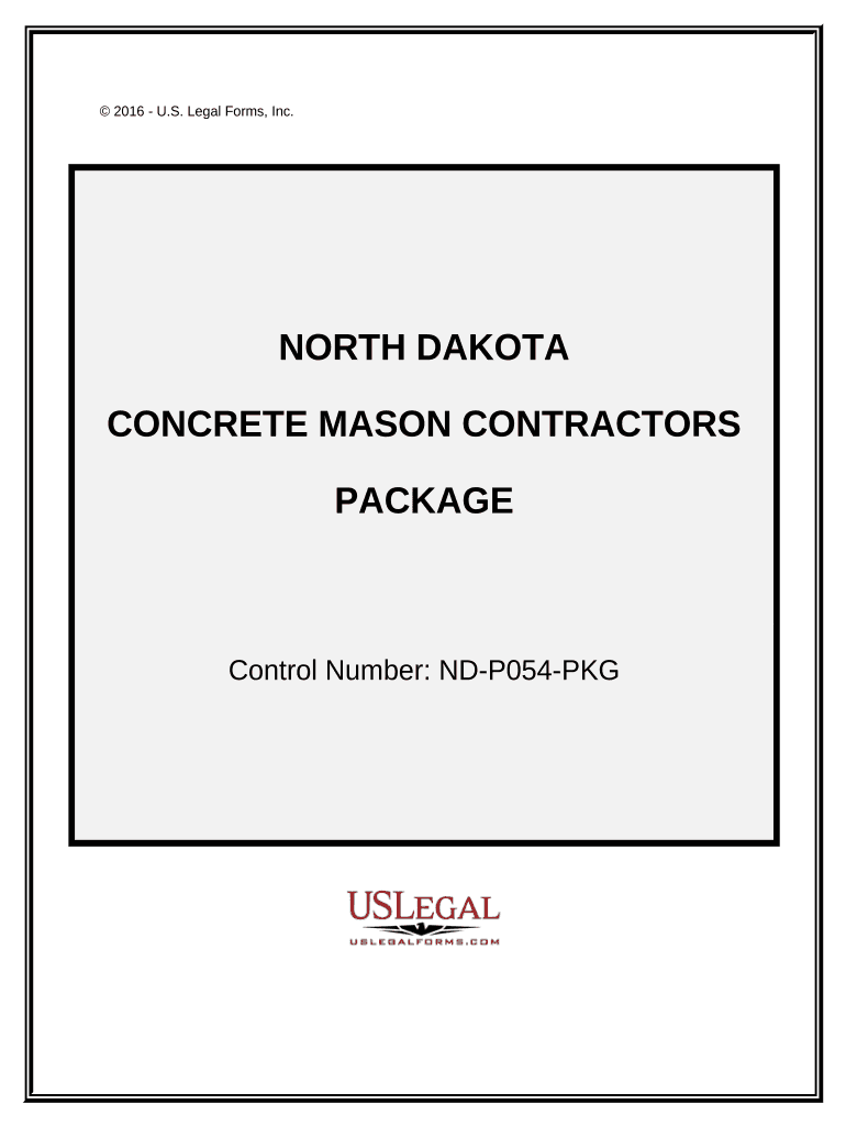 Concrete Mason Contractor Package North Dakota Fill out & sign