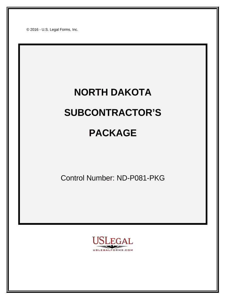 Subcontractors Package - North Dakota Preview on Page 1