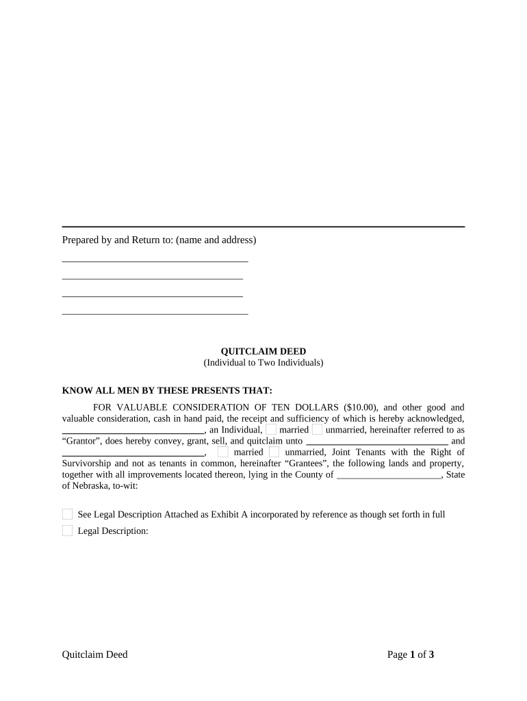 joint tenancy quit claim deed Preview on Page 1