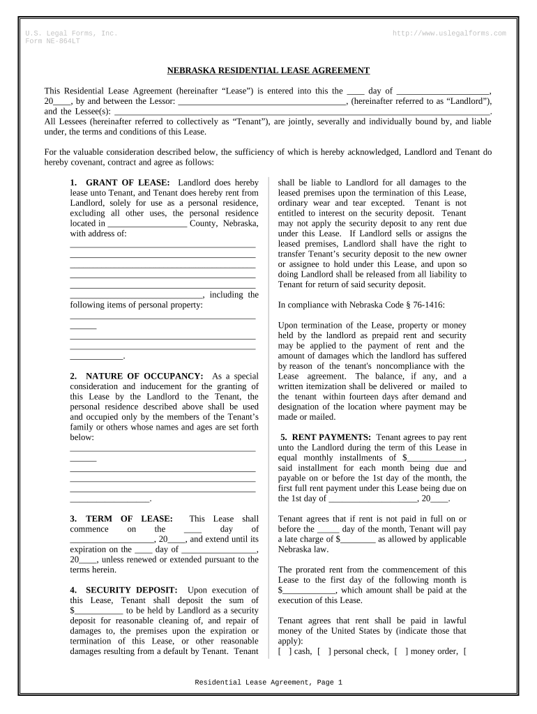 nebraska rental agreement Preview on Page 1.