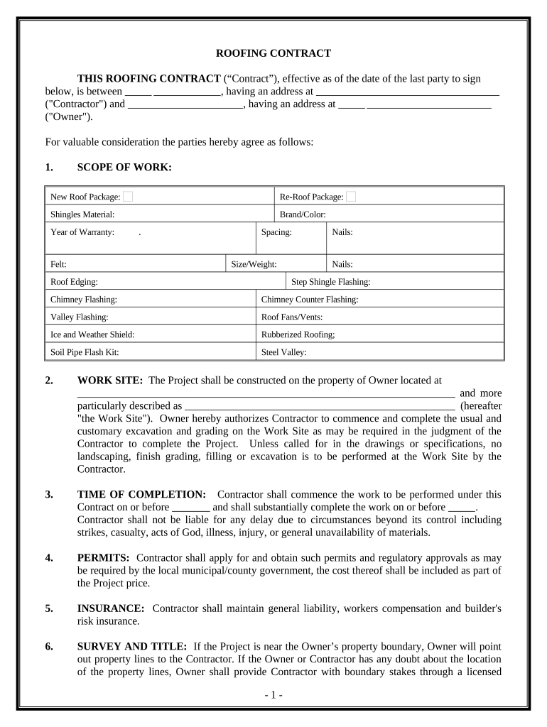 roofing contracts Preview on Page 1