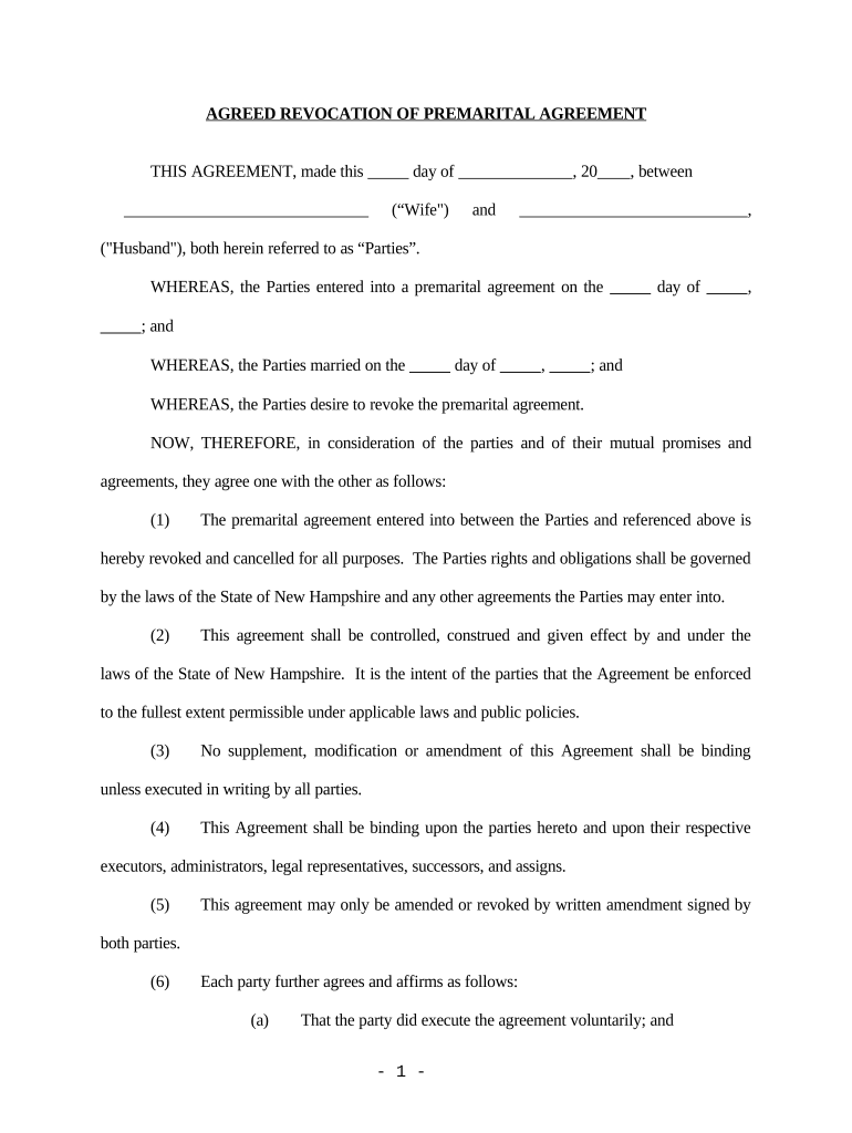 revocation of prenuptial agreement form Preview on Page 1