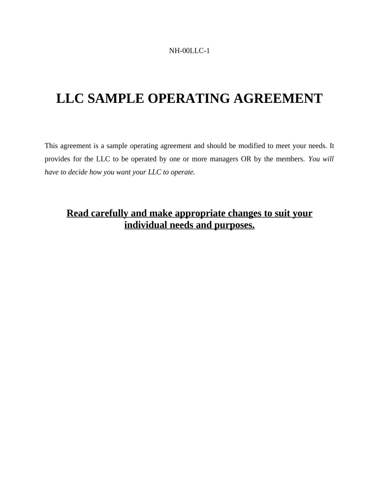 nh llc operating agreement Preview on Page 1