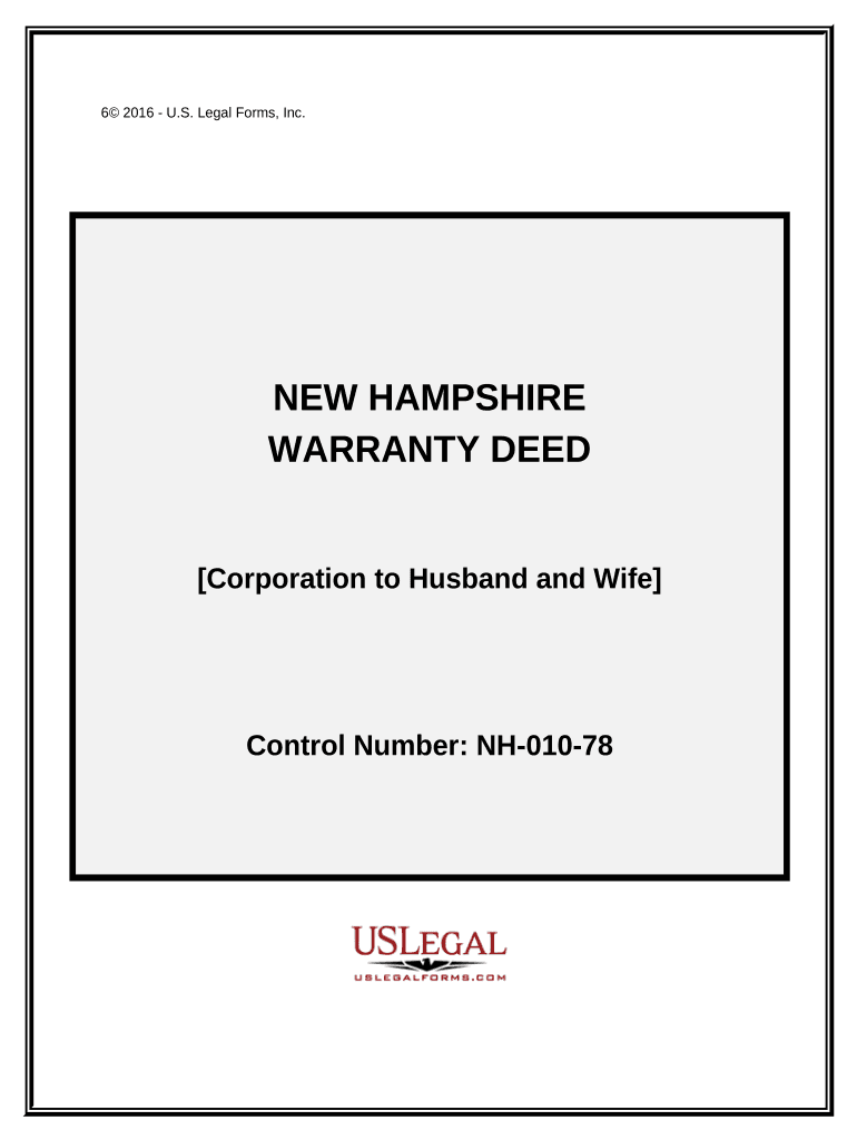 Warranty Deed from Corporation to Husband and Wife - New Hampshire Preview on Page 1