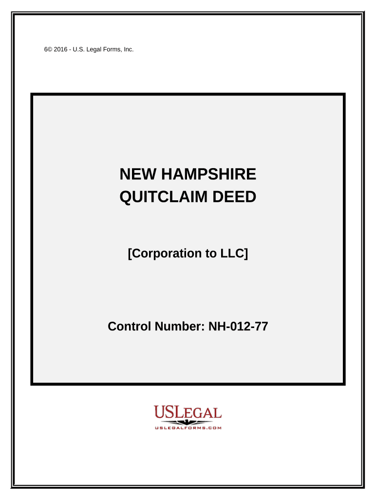 Quitclaim Deed from Corporation to LLC - New Hampshire Preview on Page 1