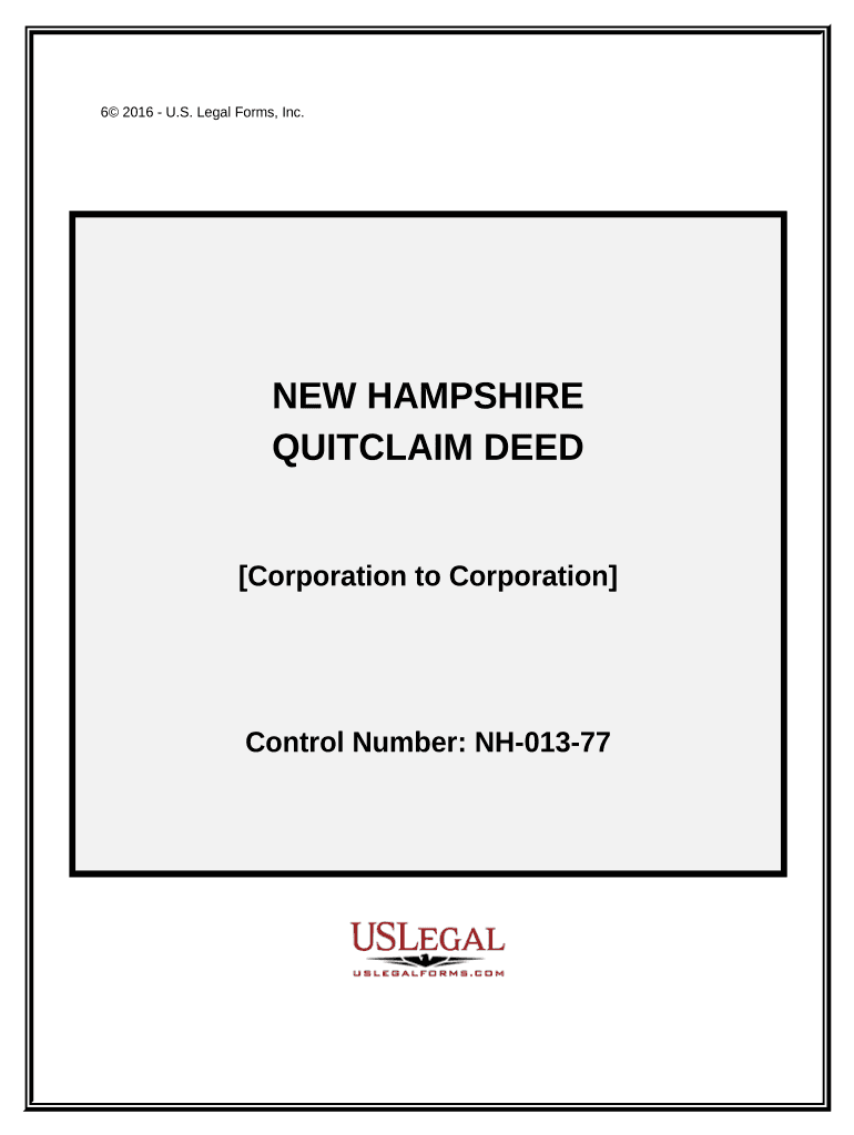 Quitclaim Deed from Corporation to Corporation - New Hampshire Preview on Page 1