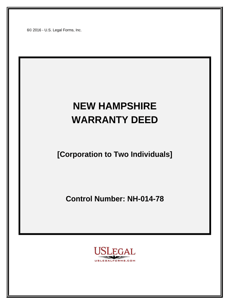 Warranty Deed from Corporation to Two Individuals - New Hampshire Preview on Page 1