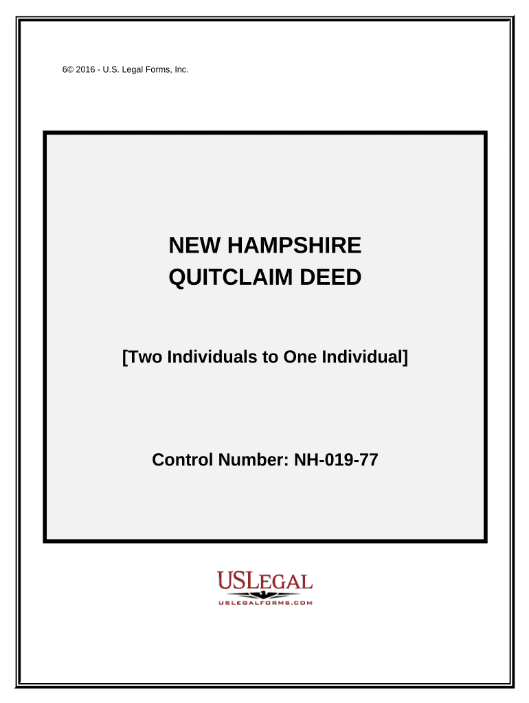 Quitclaim Deed - Two Individuals to One Individual - New Hampshire Preview on Page 1