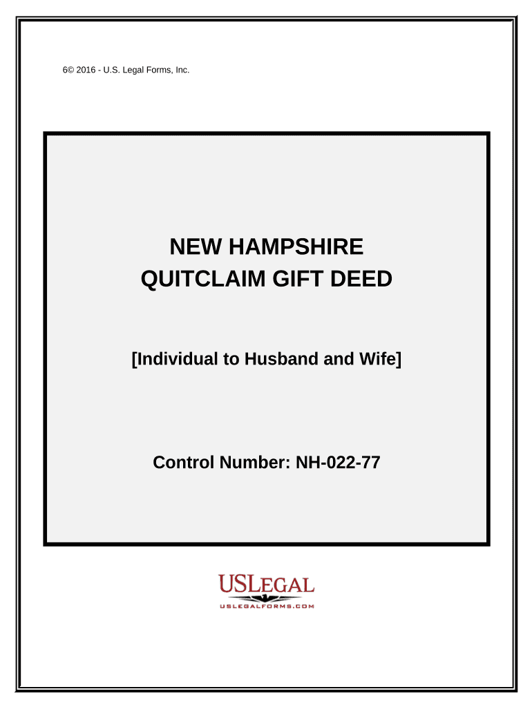 Quitclaim Gift Deed from Individual to Husband and Wife - New Hampshire Preview on Page 1