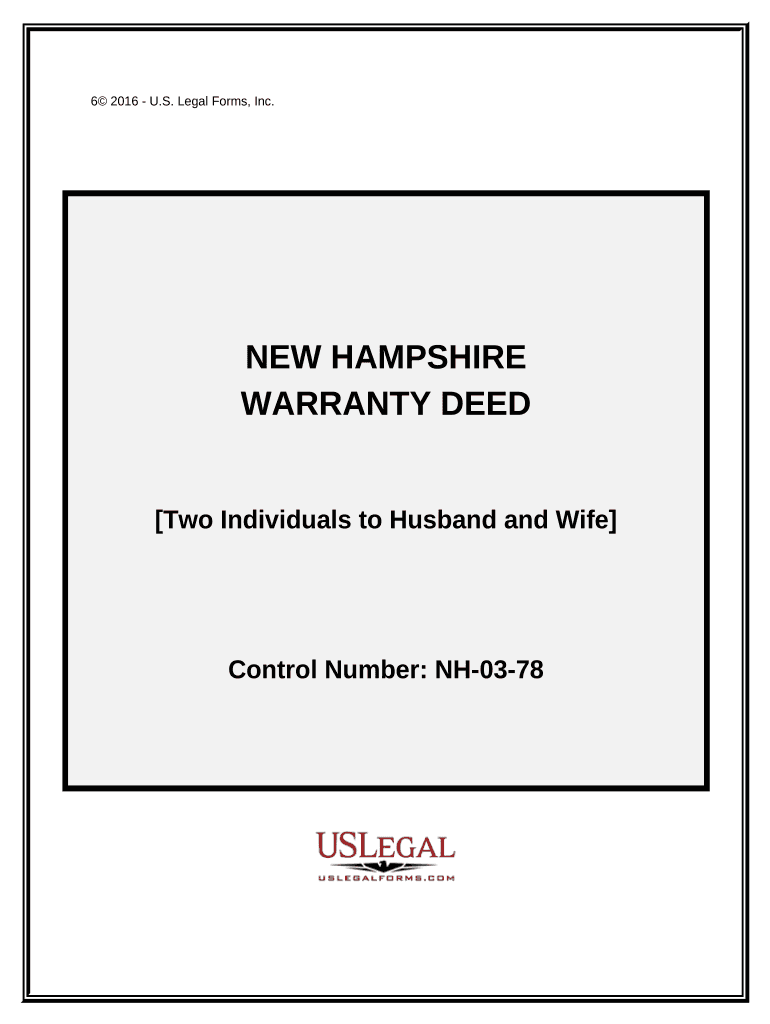 Warranty Deed from two Individuals to Husband and Wife - New Hampshire Preview on Page 1.