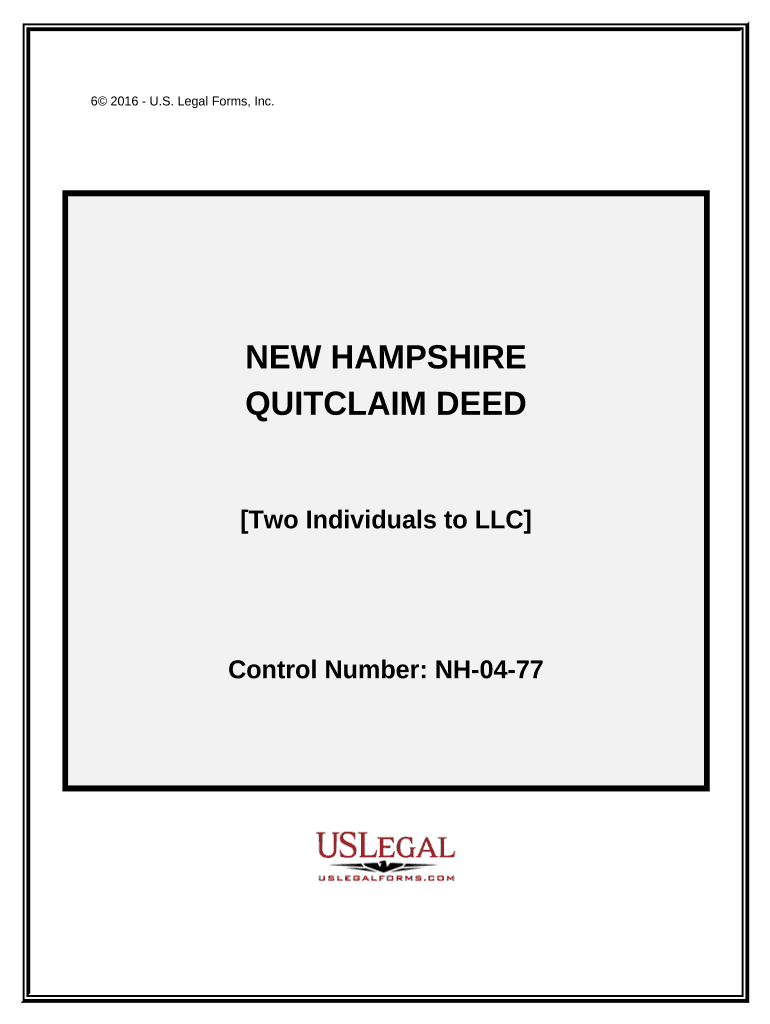 Quitclaim Deed by Two Individuals to LLC - New Hampshire Preview on Page 1