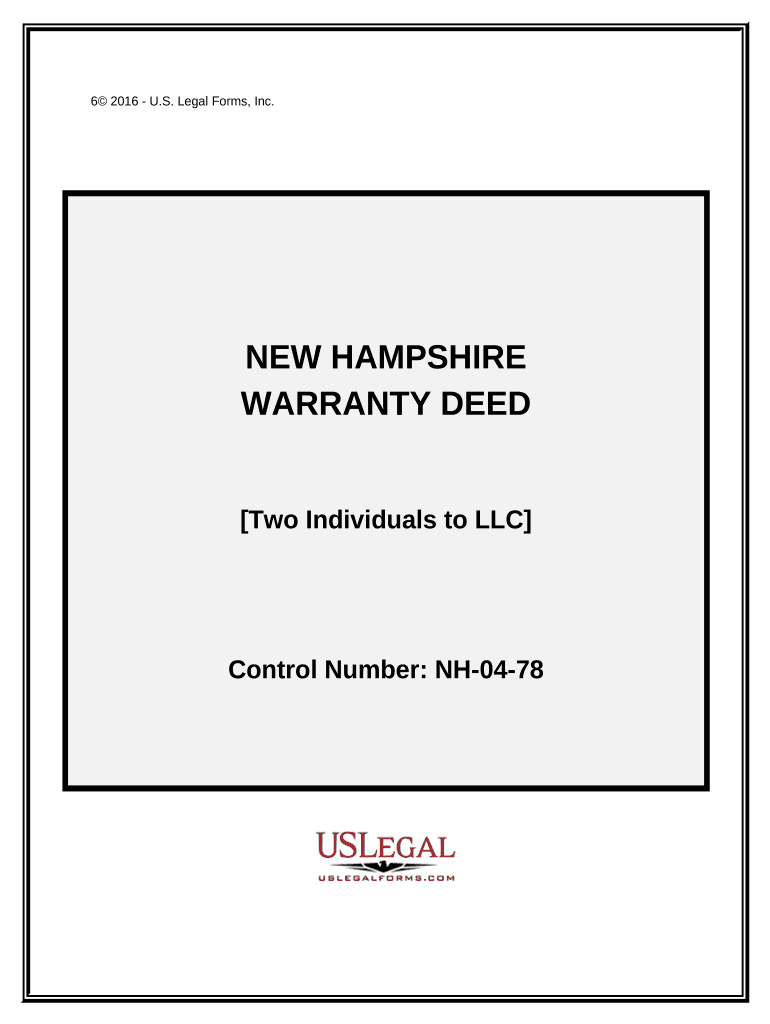 Warranty Deed from two Individuals to LLC - New Hampshire Preview on Page 1