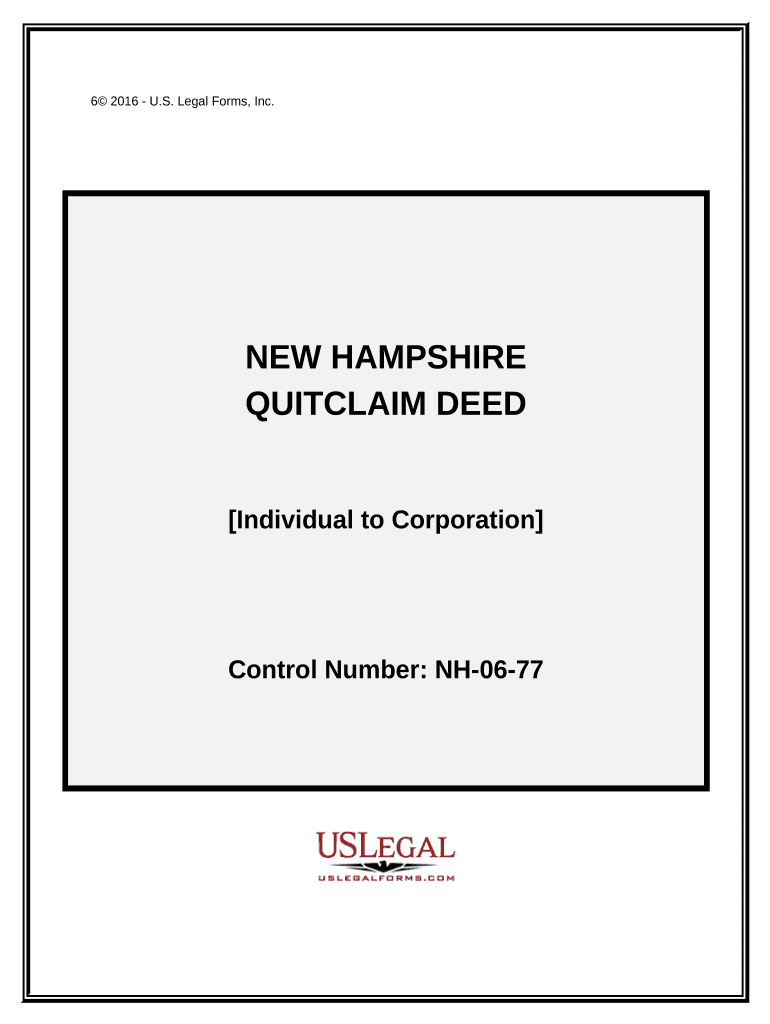 Quitclaim Deed from Individual to Corporation - New Hampshire Preview on Page 1