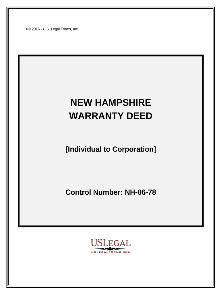 Warranty Deed from Individual to Corporation - New Hampshire Preview on Page 1