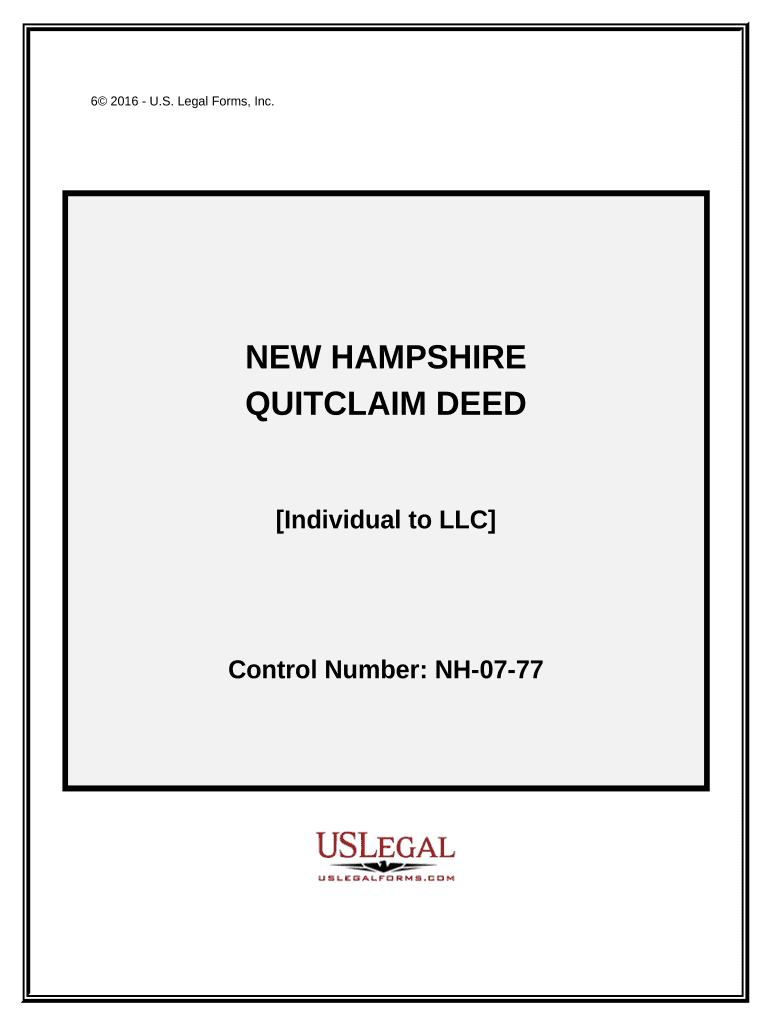 Quitclaim Deed from Individual to LLC - New Hampshire Preview on Page 1.