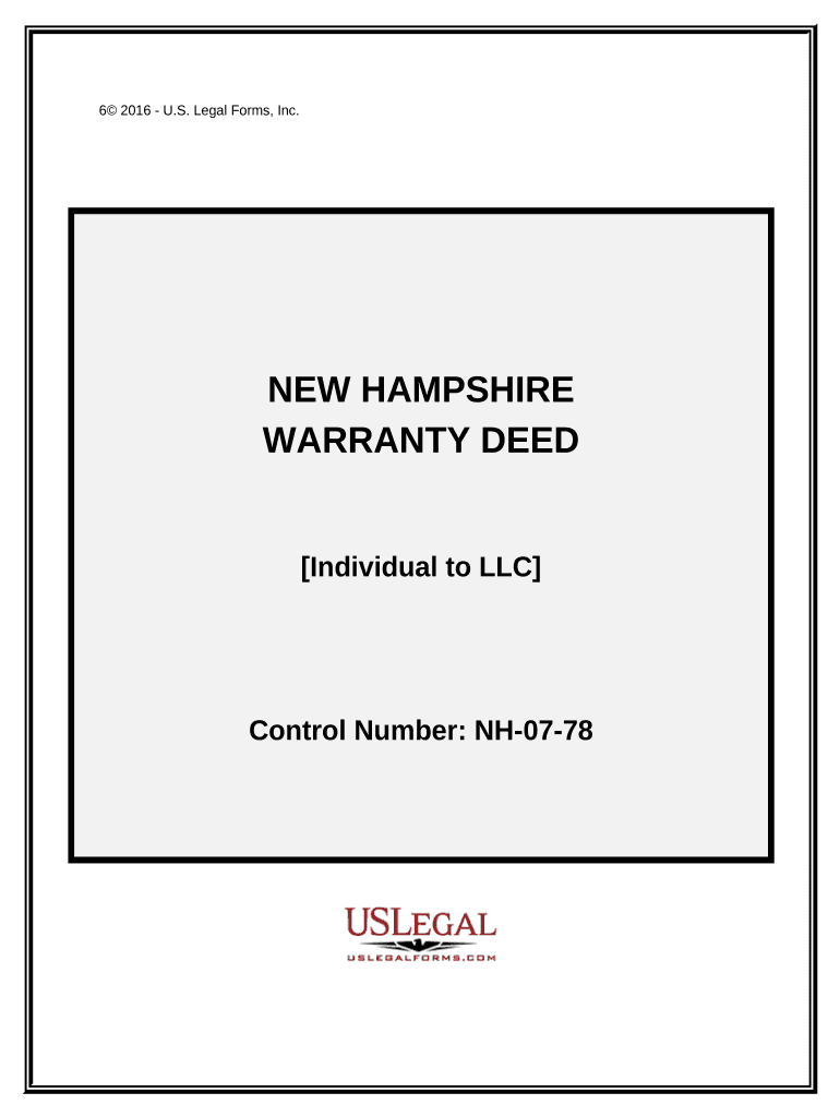 Warranty Deed from Individual to LLC - New Hampshire Preview on Page 1.