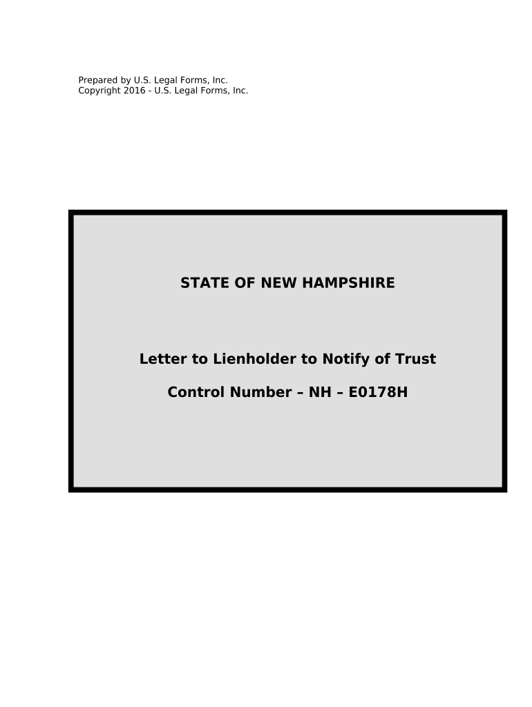 Letter to Lienholder to Notify of Trust - New Hampshire Preview on Page 1