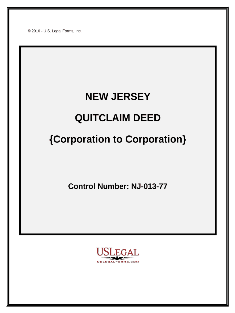 Quitclaim Deed from Corporation to Corporation - New Jersey Preview on Page 1