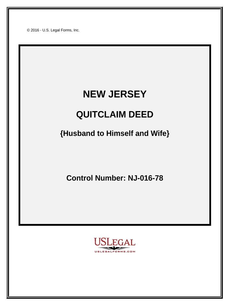 Quitclaim Deed from Husband to Himself and Wife - New Jersey Preview on Page 1