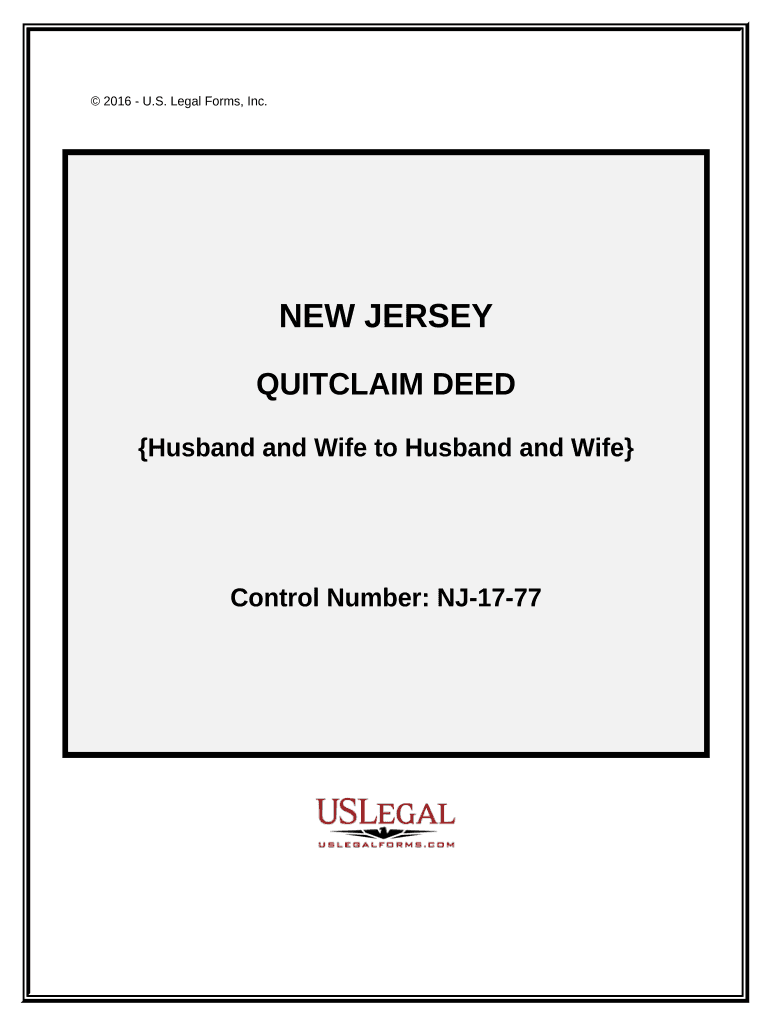 Quitclaim Deed from Husband and Wife to Husband and Wife - New Jersey Preview on Page 1