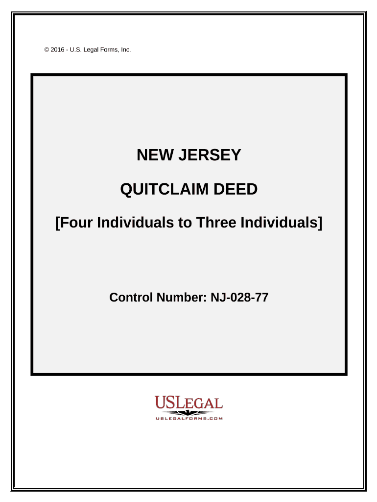 Quitclaim Deed - Four Individuals to Three Individuals - New Jersey Preview on Page 1