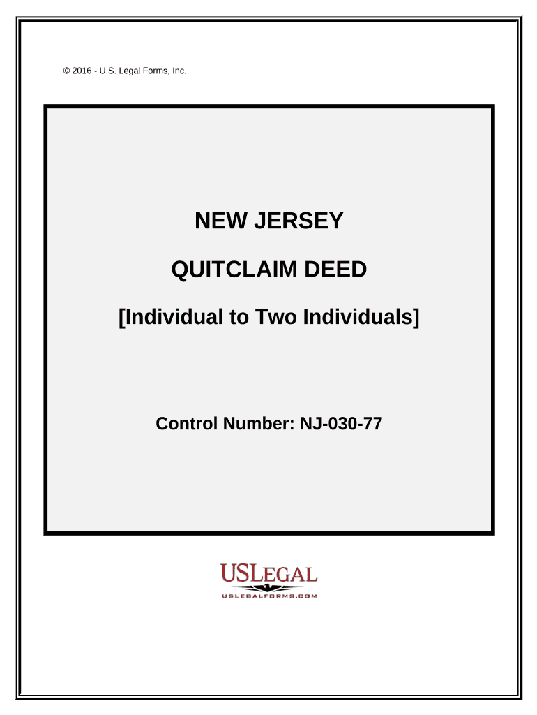 Quitclaim Deed Timeshare from Grantor to two Grantees - New Jersey Preview on Page 1