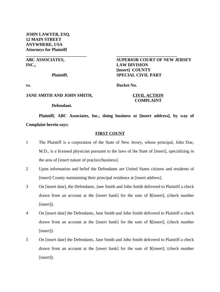 demand for payment of dishonored check nj Preview on Page 1