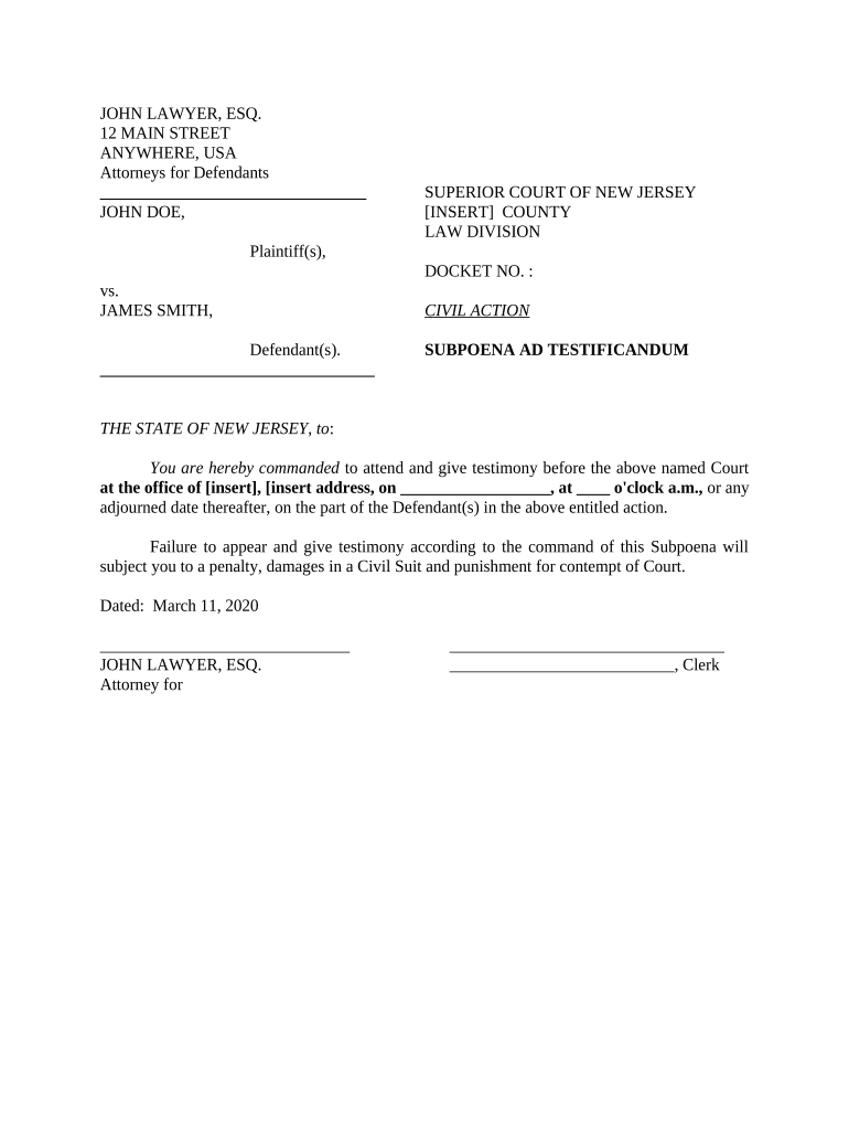 subpoena testimony Preview on Page 1.