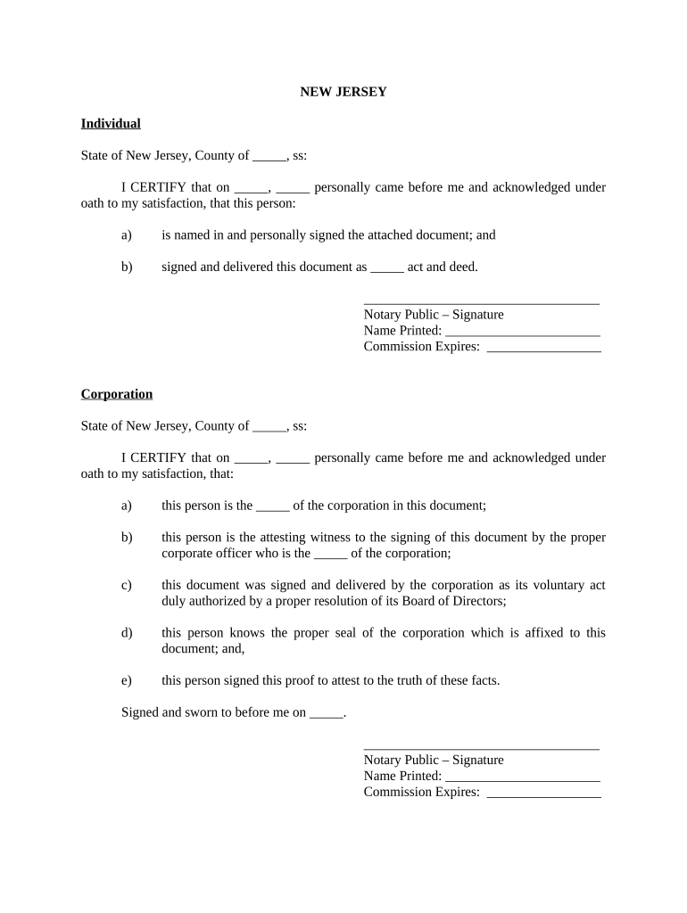 New Jersey Oil and Gas Acknowledgement New Jersey Fill out & sign